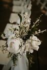 Lot Of 12 Wedding Aisle Handmade Markers White Artificial Flowers W/Chiffon Pews