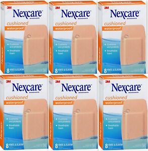 Nexcare Bandages KNEE / ELBOW Cushioned Waterproof Latex Free 8 ea ( 6 Pack )