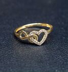 10k Real Solid Yellow Gold Infinity Heart Ring, 10k Solid Gold Women Heart Ring