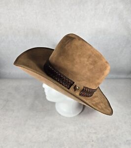 Vintage Wolverine Western Cowboy Hat Brown Leather Suede Size 7 1/4 See Photos