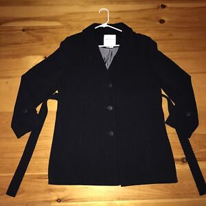 Larry Levine Trench Coat, Size M, Black