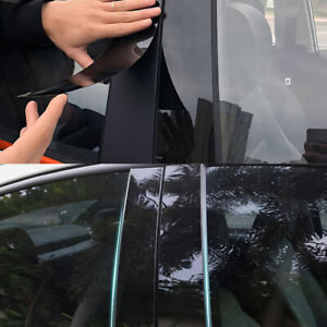 6 PCS Car Window Pillar Posts For 15-22 Genesis G80 Sedan 2015-2022 Glossy Black (For: Genesis G80)