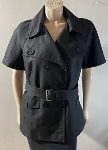 ESCADA Trench Coat Jacket Women’s 42 Short Sleeve Black