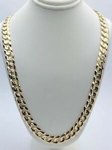 14k Yellow Gold Solid Curb Cuban Link Chain Necklace 22