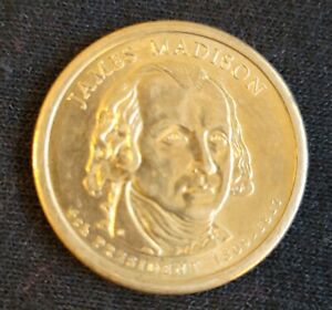 President James Madison $1 Dollar Gold Coin 1809-1817. 4th President.