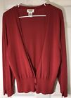 Talbots Red Cardigan Long Sleeve Slinky Stretchy Open 3 Button Sweater Size XL