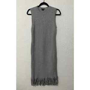 Theory Womens Gray Rosetty Fringed Wool Blend Knit Sleeveless Midi Dress Size XS
