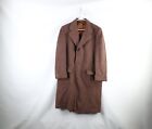 Vintage 40s Rockabilly Mens 42R Heavyweight Wool Overcoat Trench Coat Brown USA