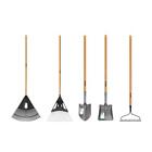 Anvil Gardening Tool Set w/ Full Tempered Blades, Long Wood Handle (5-Piece)