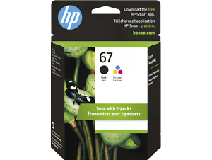 HP 67 2-pack Black/Tri-color Original Ink Cartridges, 3YP29AN#140
