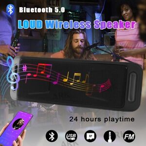 Outdoor Bluetooth Speaker Wireless Waterproof Stereo Bass USB/TF/FM Radio LOUD