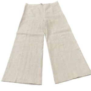 Escada Shimmering Tan 100% Linen Pants, Size 38 (US M)