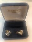 Vintage 14k Yellow Gold Aquamarine emerald Cut Post Prong Earrings Gently Used
