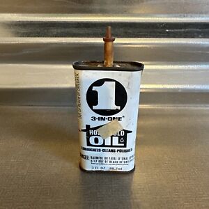 Vintage 3-in-1 Household Oil Can 3oz. Oiler Lubricant Partially Full Collectible
