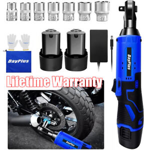 2 Battery 3/8'' Cordless Electric Ratchet Impact Wrench Gun Multifunction Tool