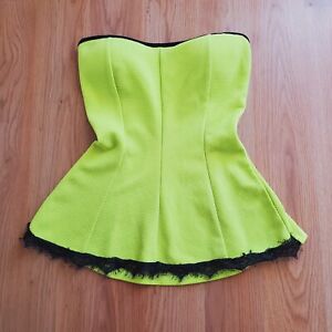 Vintage Peplum Top Womens small green yellow Goth Rave