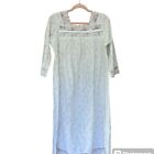 Vintage Christian Dior Cotton White Floral Nightgown Medium Lace Trim Midi Gauze