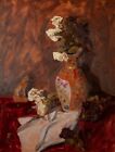 ORIGINAL Oil Painting, Antique vase, Dry Roses Still Life, One of a kind Art