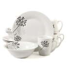 12 Piece Dinnerware Set Stylish Whiteware Collection  Service for 4