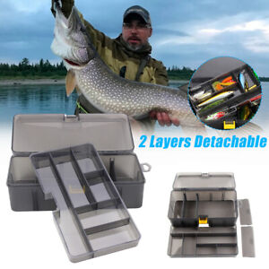 2-Tier Fishing Tackle Box Detachable Dividers Box for Lure Bait Hook Accessories