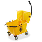 Commercial Mop Bucket & Side Press Wringer - 26 Quart Yellow