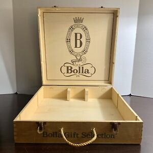 Vintage Fratelli Bolla Wooden Box Wine Crate W Rope Handle And Metal Latch Italy