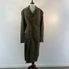 VTG USMC Olive Green Wool Serge E-4 Corporal Patched Trench Overcoat Mens 40L