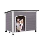 Insulated Wooden Dog Kennel Dog House with PVC Curtain and Removable Floor fo...