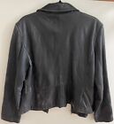 Vintage Colebrook Jacket Womens L Black Leather Full Zip Moto Oversized Jacket