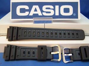 Casio Watch Band DW-5600 C-9 Original G-Shock Blk Rubber Strap w/Gold Tone bkle