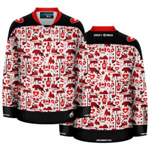 Canada Day Beaver Collage Ugly Sweater Holiday Hockey Jersey