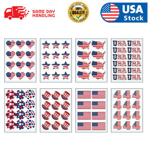 96PCS USA Flag Temporary Tattoos 8 Sheets Fourth of July Face Arm Stickers