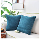 New ListingCaliTime Pack of 2 Throw Pillow Covers 16 x 16 Solid Soft Chenille: Ocean Blue