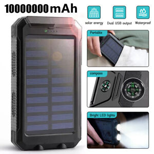 2024 Super 10000000mAh USB Portable Charger Solar Power Bank for Cell Phone