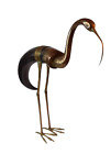 New ListingVintage Brass & Wood Crane Heron Figurine MCM Egret Brown Tall Decorative 15