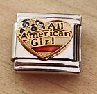 All American Girl USA Flag Patriotic Italian Charm 9mm Bracelet Link