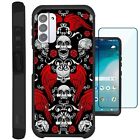 Hybrid Case for Nokia C300/G100 Phone Cover with TEMPERED GLASS / Skull Angel