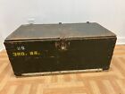 Vintage Military FOOT LOCKER Wood Trunk chest flat top storage green box army US