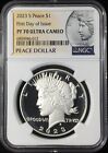 2023-S NGC PF70 PEACE Silver Dollar FIRST DAY ISSUE MILKY SPOTS #012