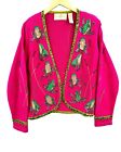 Philip & Jane Gordon Design Options Sequin Beaded Frog Cardigan Sweater Size M