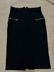 Haute Monde Womens Town Taupe Pencil Skirt black Stretch Elastic Waist small S