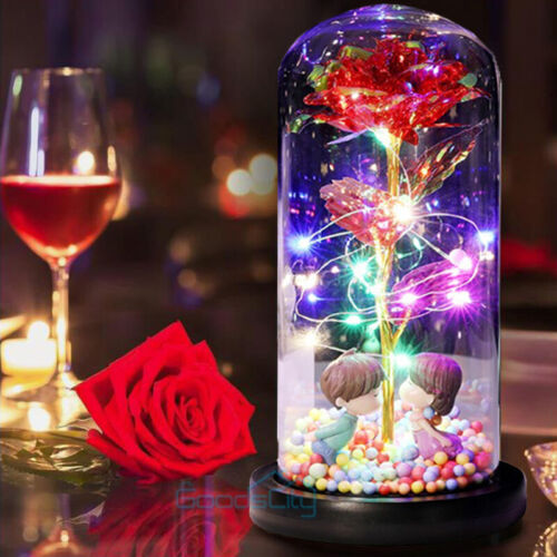 Enchanted Crystal Flower Gift - Galaxy Rose in Glass Dome - Mother's Day Gift