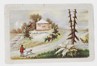 Original 1870s Xmas Greeting Trade Card embossed, paper lace edges robin Holly