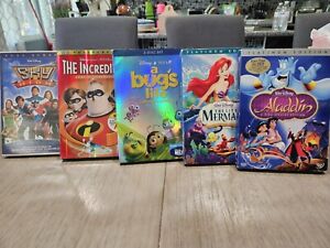 (5)Walt Disney Pixar Disney DVD Movie Lot, Animated Cartoon Family Kids Bundle