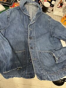 NAVY DENIM WWII 2 HI DECK Jackets Small SHAWL COLLAR & PULL- OVER NAVAL TAILOR