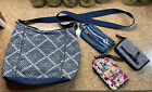 Thirty-One Lot Diamond Weave Casual Carry-All Crossbody Purse & 3 Wallets