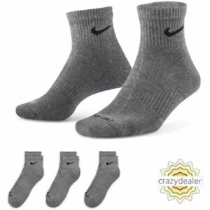 Nike Performance Cotton Lightweight Ankle Socks - 3 Pairs GRAY Large 8.5-12