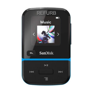 SanDisk 16GB Clip Sport Go MP3 Player Blue w FM Radio SDMX30-016G-G46B USED/RFB