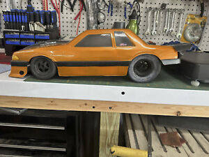 RC drag racing Mustang body with Front and rear wheels skinnies and slicks