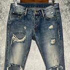 m n m l mens distressed button fly moto leg zip skinny jeans 30 x 34 pure cotton